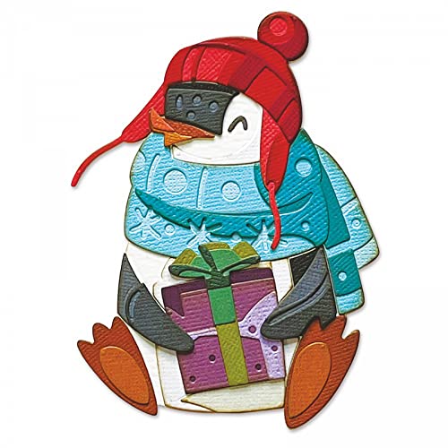 Netter Pinguin mit Hüten Schal Weihnachten stirbt für die Kartenherstellung DIY Scrapbooking Metallschablone Weihnachten Stanzungen Stanzschablone Formen Kunstbedarf Handgemachtes Handwerk von CYFUN DESIGN
