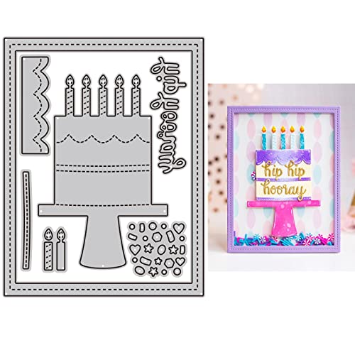 Rechteckiger Rahmen Geburtstagstorten Stanzformen für Kartenherstellung DIY Scrapbooking Geburtstag Kerzen Herzen Sterne Metall Stanzformen für Papier Basteln Handarbeit Handwerk Scrapbooking Zubehö von CYFUN DESIGN