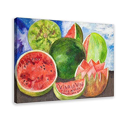 Kunstdruck auf Leinwand, Motiv: Frida Kahlo Viva La Vida, Wassermelonen, Wandkunst, Dekoration, Bild, Gemälde für Wohnzimmer, Schlafzimmer, Dekoration, Rahmen: 30 x 45 cm von CYRU