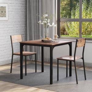 CYYZB 3-teiliges Esstisch-Set, Küchentisch und zwei Stühle, Holztischplatte mit Metallbeinen, Küchentisch-Set, platzsparendes Küchentisch-Set, Tisch-Set für Esszimmer von CYYZB