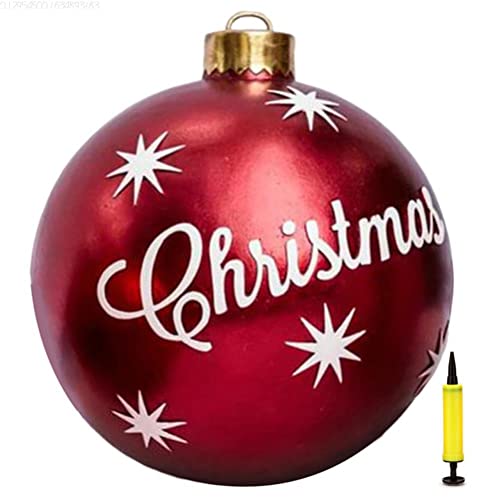 Weihnachtsdekorationen Weihnachten Aufblasbar Ball,60cm PVC Riesen Aufblasbarer Weihnachtsball mit Pumpe,Christbaumkugel Weihnachtskugeln Christbaumschmuck für Weihnachtsdekoration von CaCaCook