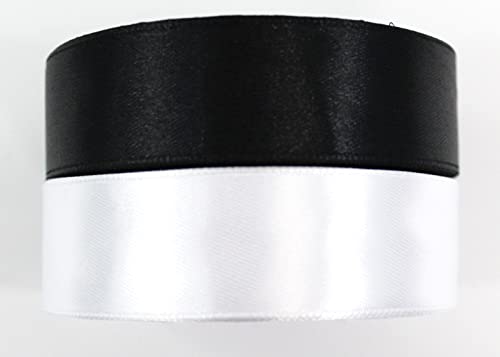 CaPiSo 2 Rollen je 22m Satinband 25mm Geschenkband Dekoband Hochzeit Weihnachten(Schwarz-Weiss) von CaPiSo