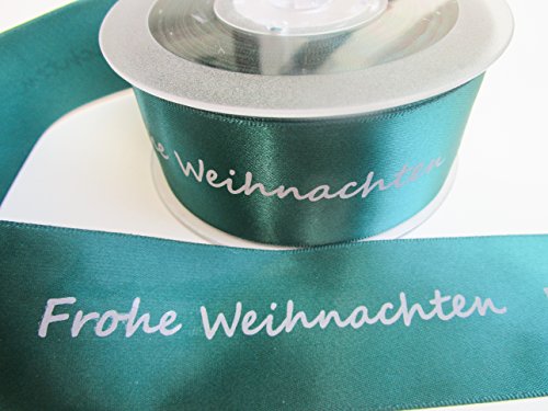 CaPiSo Weihnachtsband Satinband Geschenkband Schleifenband Dekoband Advent Weihnachten mit Schrift Frohe Weihnachten (25m40mm Grün) von CaPiSo