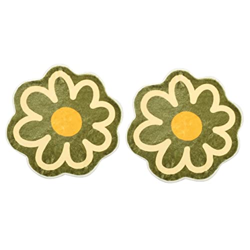 Cabilock 2 Stück Blumen-Anti-Rutsch-Bodenmatte Teppich Für Kinderzimmer Innendekoration Baby-Bodenmatte Blumen-Badezimmermatte Badematte Für Wanne Runder Teppich Polyester von Cabilock