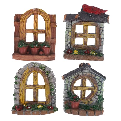 Cabilock 4 Stücke Feenhaus Tür Miniatur Feentür Fee Puppenhaus Feengarten Zubehör Statue Ornamente für Moos Sukkulenten Blumentopf Terrarium Aquarium Deko Micro Landschaft Dekoration Zufälliger Stil von Cabilock