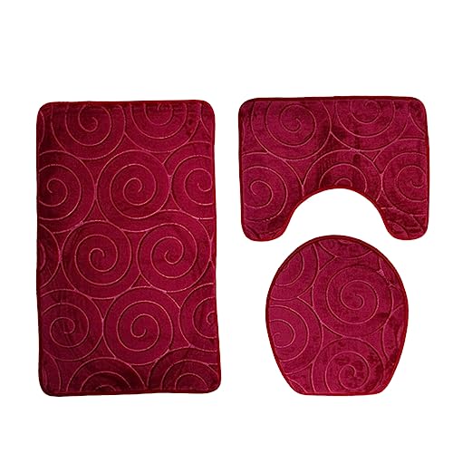 Cabilock Teile-Set Rutschfester Teppich Toiletten-Bodenmatte Dreiteiliger Anzug Teppich Badezimmermatte Badezimmer rutschfeste Teppiche Badezimmermatten-Set von Cabilock