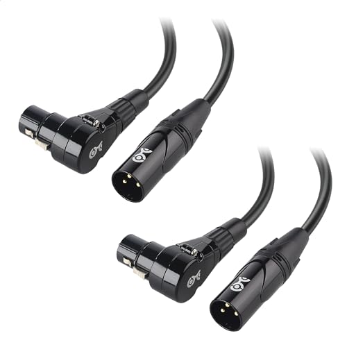 Cable Matters 2-Pack rechtwinkliges XLR Kabel, kurzes XLR Mikrofonkabel 0,3m Sauerstofffreies Kupfer (OFC) XLR rechtwinkliges Kabel, Mikrofonkabel, XLR Lautsprecherkabel, Schwarz von Cable Matters