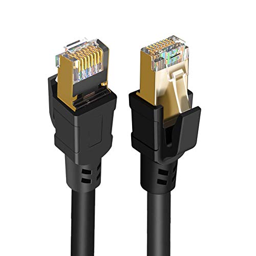 CableCreation Cat 8 Kabel, 1m Cat 8 Netzwerkkabel 40 Gigabit-2000 MHz-SFTP-Internet Ethernet Kabel, Hochgeschwindigkeitskabel für Modem, Router, PS3, PS4, Xbox, Schwarz (3,3 Fuß) von CableCreation