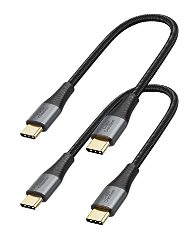 CableCreation [2 Pack Kurzes USB C auf USB C Kabel 25cm, USB Typ C Schnellladekabel, Doppelt geflochtene Außenseite Kompatibel mit Z Fold, Z Flip, Galaxy S22 Ultra S22 S21 S20, MacBook, iPad Mini/Pro von CableCreation