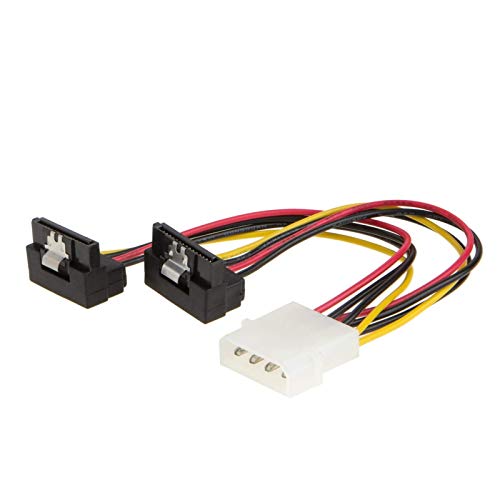 CableCreation Molex auf SATA Stromkabel (6 Zoll / 15,2 cm) Molex 4 Pin auf 2 x SATA 15 Pin nach unten gewinkelt weiblich von CableCreation