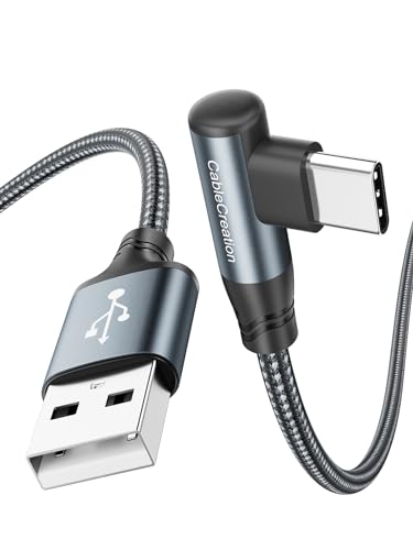 CableCreation Kurzes rechtwinkliges USB C Kabel 1.6FT, USB zu USB C Kabel 90 Grad Nylon geflochten 3A USB C Ladekabel für Car Carplay, iPhone 15, Galaxy S24, MacBook, iPad Mini 6, iPad, Switch von CableCreation