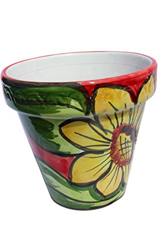 Cactus Canyon Ceramics Blumentopf, spanisch, handbemalt, spanisches Sonnenblumen-Design von Cactus Canyon Ceramics