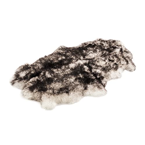 Cakla 100% natürliches Bio Schaffell. Teppich, Zwei Schaffellkotze - weiche und Flauschige Decke, eine originelle Ergänzung für jeden Raum. (Schwarz Haar, 200-190cm x 110-120cm) von Cakla