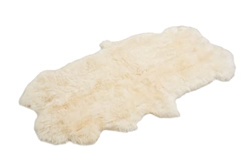 Cakla 100% natürliches Bio Schaffell. Teppich, Zwei Schaffellkotze - weiche und Flauschige Decke, eine originelle Ergänzung für jeden Raum. (Weiß, 200-190cm x 110-120cm) von Cakla