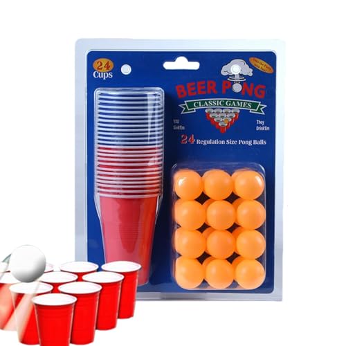 Party-Cup-Pong-Set, wiederverwendbares Cup-Spiel-Set, Bier-Pong-Set, Trinkspiel-Becher, Party-Cup-Spiel-Bundle, Camping-Party-Heckklappenball-Set, Feiertags-Trinkspiel-Set, festliches Cup-Pong-Bundle von Calakono