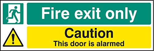 Caledonia Schilder 22061l Fire Exit nur Vorsicht ist diese Tür beunruhigt Schild, selbstklebendes Vinyl, 450 mm x 150 mm von Caledonia Signs