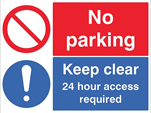 Caledonia Signs 23211Q Schild mit Aufschrift „Keep Clear 24 Hour Access Required No Parking“, selbstklebendes Vinyl, 600 x 450 mm von Caledonia Signs