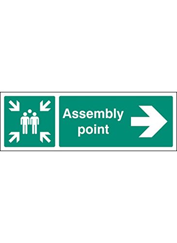 Caledonia Schilder 62143h Assembly Point rechts Schild, Aluminium, 300 mm x 250 mm x 250 mm von Caledonia Signs