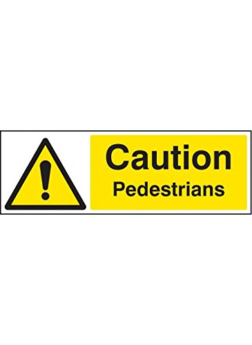 Caledonia Signs 14493G Schild mit Aufschrift "Caution Pedestrians", 300 mm x 100 mm, starrer Kunststoff von Caledonia Signs