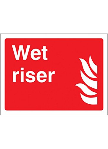 Caledonia Signs 21105E Wet Riser Schild, selbstklebend, Vinyl, 200 mm x 150 mm von Caledonia Signs