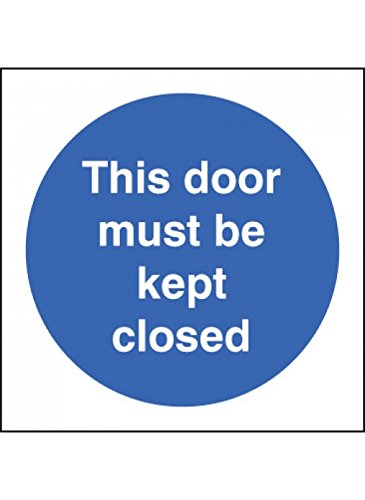 Caledonia Signs 21608B Schild This Door Must Be Kept Closed Vinyl, selbstklebend, 80 mm x 80 mm von Caledonia Signs