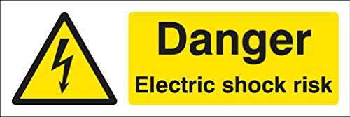 Caledonia Signs 24029G Danger Electric Shock Risk Schild, selbstklebendes Vinyl, 300 mm x 100 mm von Caledonia Signs