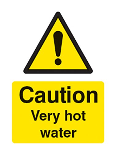 Caledonia Signs 24236K Warnschild mit Aufschrift"Caution Very Hot Water", selbstklebend, Vinyl, 400 mm x 300 mm von Caledonia Signs