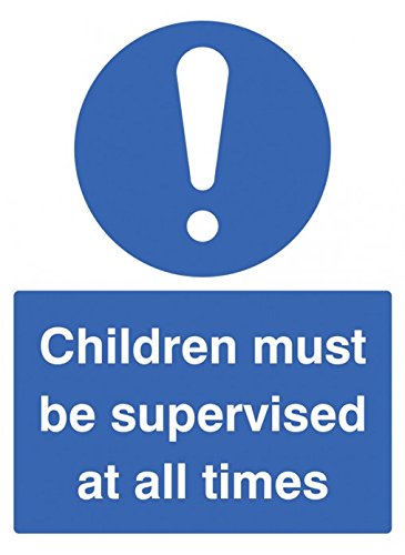 Caledonia Signs 25465K Schild mit Aufschrift"Children Must be Supervised at All Times", selbstklebendes Vinyl, 400 x 300 mm von Caledonia Signs