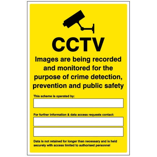 Selbstklebendes Vinyl-Schild mit CCTV-Bildern mit Aufzeichnung und Überwachung für den Zweck der Kriminalität von Caledonia Signs