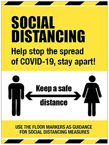 Social Distancing Schild – Help stop the spread of COVID-19, stay apart halbstarres PVC-Schild (300 x 400 mm) von Caledonia Signs
