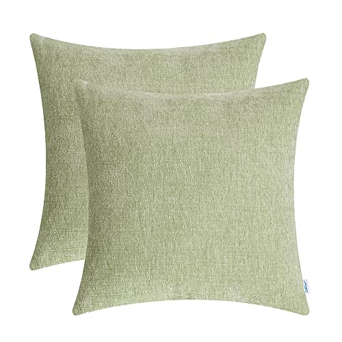 CaliTime Kissenbezüge, gemütlich, für Couch, Sofa, Heimdekoration, einfarbig, weiches Chenille, 50 cm x 50 cm, Salbei, 2 Stück von CaliTime