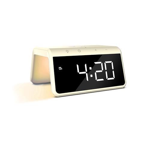 Caliber Digital Wecker mit Ladestation - mit Tageslichtwecker - Alarm Clock - Gelb - Dimmbare LED-Anzeige von Caliber