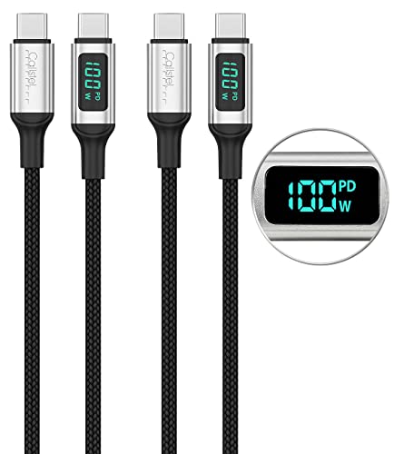 Callstel USB Schnellladekabel: 2er-Set 100-W-PD-USB-C-Daten- & Ladekabel mit Digital-Anzeige, 1,2 m (Ladekabel mit Display, Schnell-Ladekabel, Notebook) von Callstel