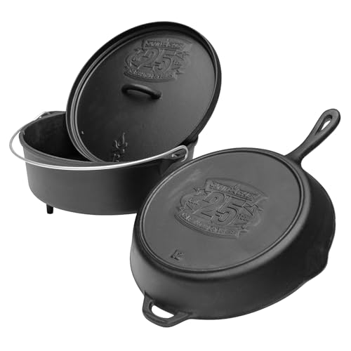 Camp Chef 25th Anniversary Cast Iron Set, 12" Dutch Oven und 12" Pfanne mit Deckel von CAMP CHEF