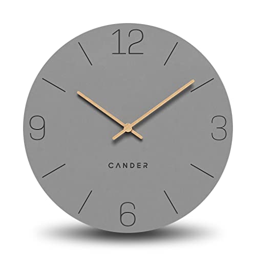 Cander Berlin MNU 2650 H XXL Wanduhr lautlos 50 cm ohne Tickgeräusche analog Wohnzimmer modern Vintage grau Holzzeiger groß von Cander Berlin