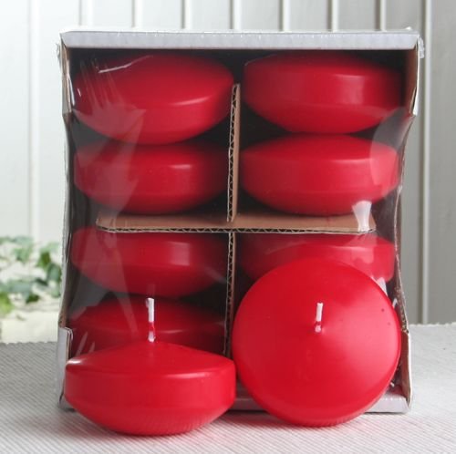 CandleCorner XL-Schwimmkerzen 8 Std. Brenndauer, 8er-Pack, rot-rubinrot von CandleCorner