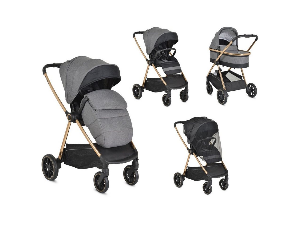 Cangaroo Kombi-Kinderwagen Kinderwagen 2 in 1 Hydra, Babywanne Sportsitz Fußabdeckung Moskitonetz von Cangaroo