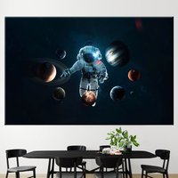 Astronaut Wandkunst, Weltraum Spaceman Wanddekor, Kunst Dekor, Planeten Mond, Jupiter, Neptun, Kunst von CanvaSale