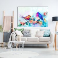 Zwei Süße Vögel, Vogel Malerei, Wandkunst, Leinwand, Poster, Wand-Dekor, Leinwand Kunst, Tier von CanvaSale