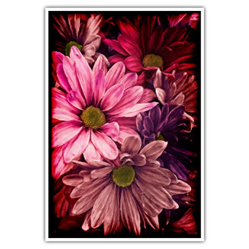 Lila Rote Blumen - Poster ohne Rahmen - Bild Wandbild Kunst Druck Bilder Wand Deko Wandposter Modern XXL Wohnzimmer (60 x 40 cm, Poster) von CanvasArts