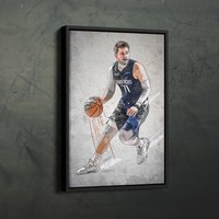 Luka Doncic Poster Dallas Mavericks Nba Gerahmt Wand Kunst Home Decor Leinwand Druck Kunstwerk von CanvasMiracle