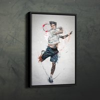 Roger Federer Poster Tennis Gerahmt Wand Kunst Home Decor Leinwand Druck Kunstwerk von CanvasMiracle