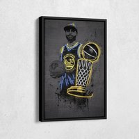 Stephen Curry Neon Nba Champion Poster Mvp Golden State Warriors von CanvasMiracle