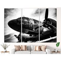 Flugzeug-Leinwand, Schwarz-Weiß-Druck, Luftfahrt-Wandkunst, Flugzeug-Dekoration, Große Leinwandkunst, Wanddekoration Auf Leinwand von CanvasPrintStudioUA