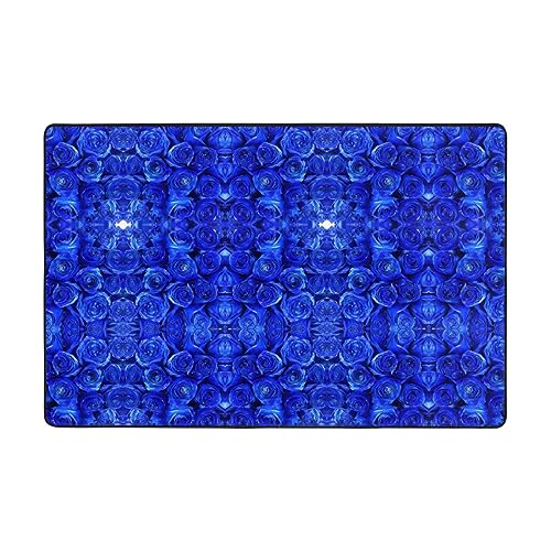 CarXs Blaue Rose 91,4 x 61 cm & 183,9 x 121,9 cm Teppiche – Heimdekor-Fußmatten für Wohnzimmer, Schlafzimmer, schmutzabweisend von CarXs