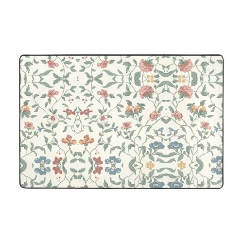 CarXs Teppich, Motiv: rosa Blumen und Blätter, 91,4 x 61 cm, Heimdekor, Fußmatten für Wohnzimmer, Schlafzimmer, schmutzabweisend von CarXs