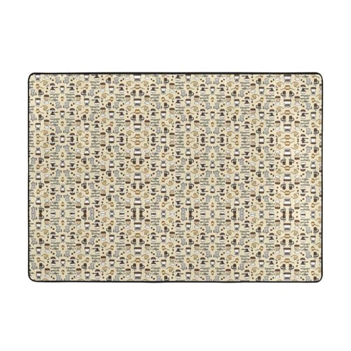 Coffee and Sweets Sugar Carpet 203 x 147 cm – bedruckter Teppich, weicher Flanellstoff, geeignet für verschiedene Umgebungen von CarXs