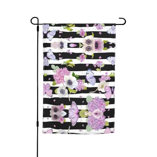 Gestreifte Blumen- und Schmetterlingsflaggen, 30,5 x 45,7 cm, doppelseitiger Druck, dekorative Flaggen für Außendekoration für alle Jahreszeiten von CarXs