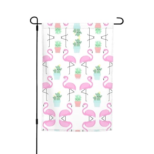Tropischer Flamingo, niedlicher Kaktus, Urlaub, Gartenflaggen, 30,5 x 45,7 cm, doppelseitiger Druck, dekorative Flaggen für Außendekoration für alle Jahreszeiten von CarXs