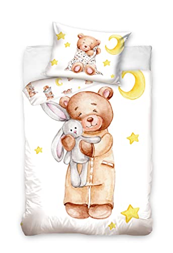 Carbotex Babybettwäsche Teddybär Hase 100x135 cm von Carbotex